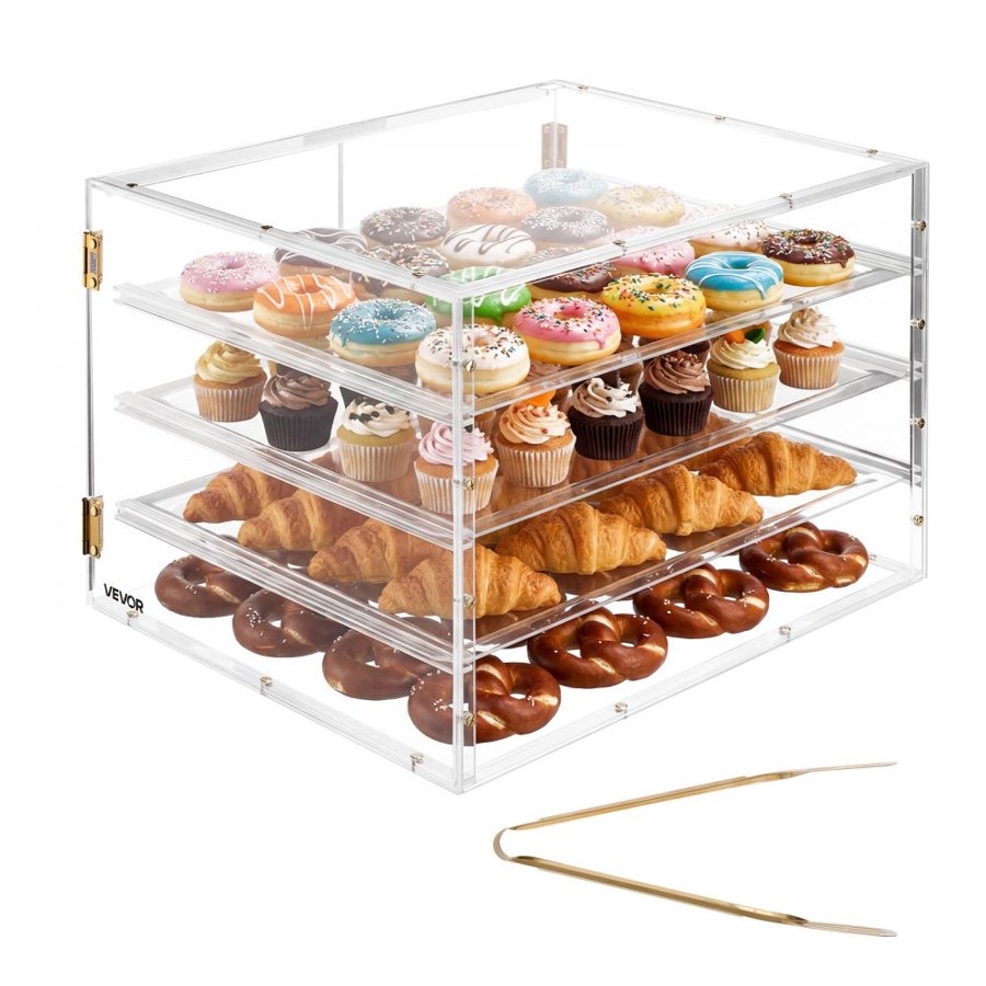 VEVOR Countertop Pastry Display Case – 4-Tier, 22.4"×17.3"