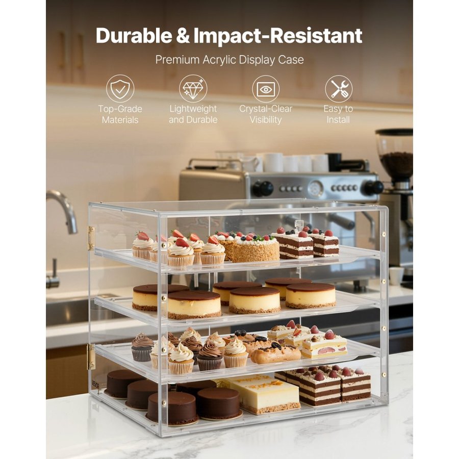 VEVOR Countertop Pastry Display Case – 4-Tier, 22.4"×17.3"