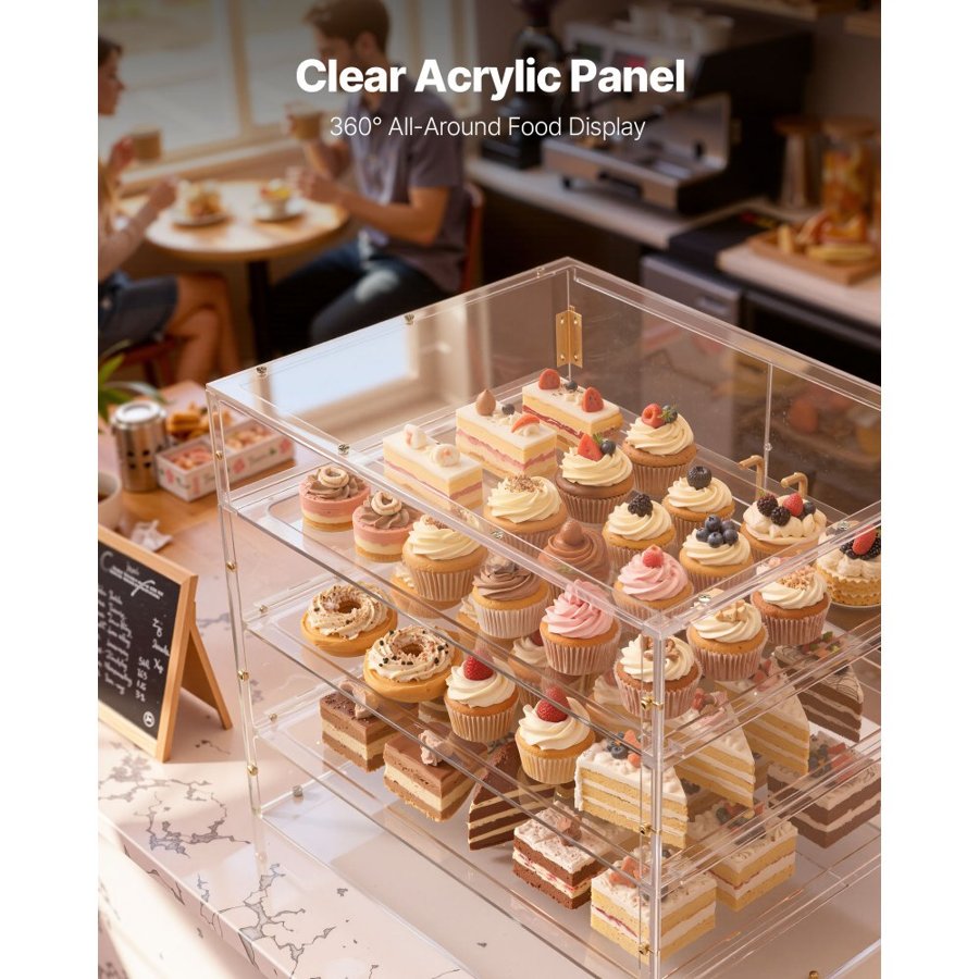 VEVOR Countertop Pastry Display Case – 4-Tier, 22.4"×17.3"
