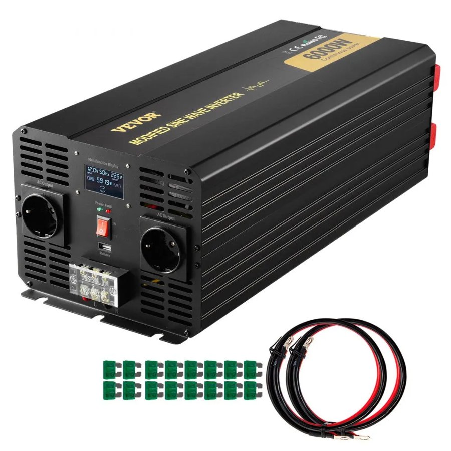VEVOR Modified Sine Wave Power Inverter – 6000W, 12V to 230V