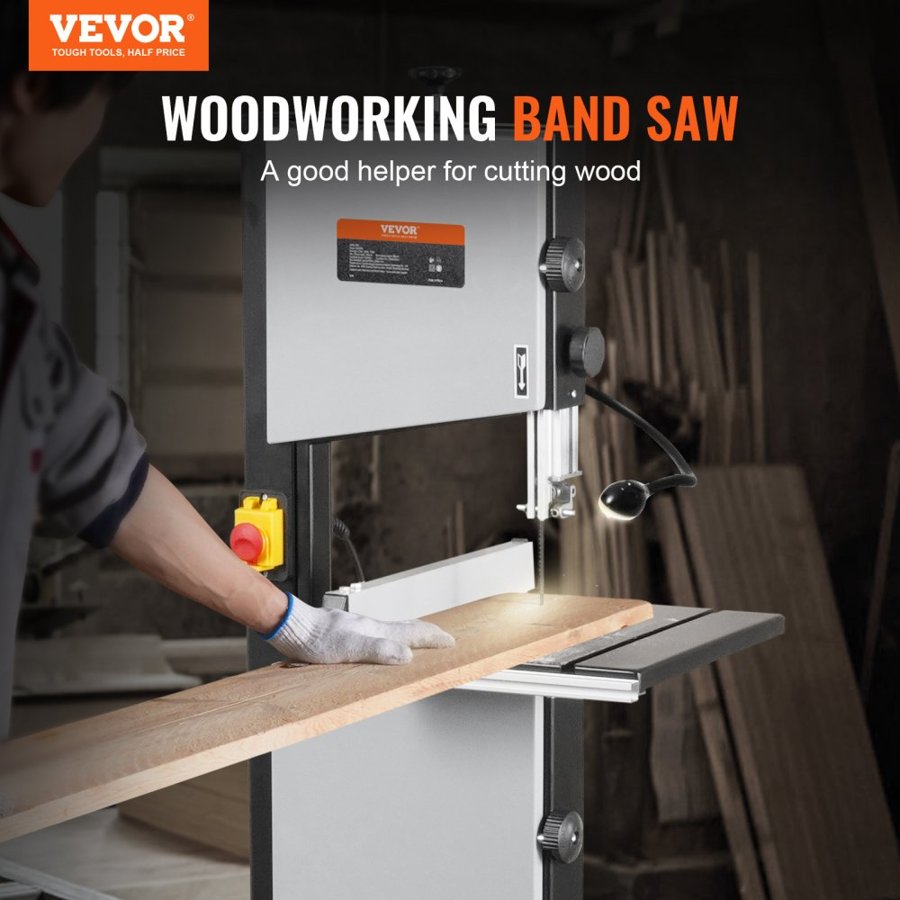 VEVOR Band Saw with Stand Benchtop Bandsaw 24.5 cm 370W Two-Speed Adjustable