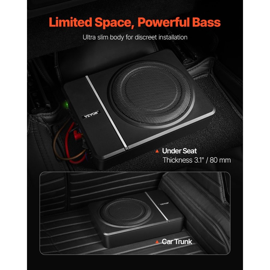VEVOR 8 Inch Subwoofer in Car – 240W Underseat Subwoofer