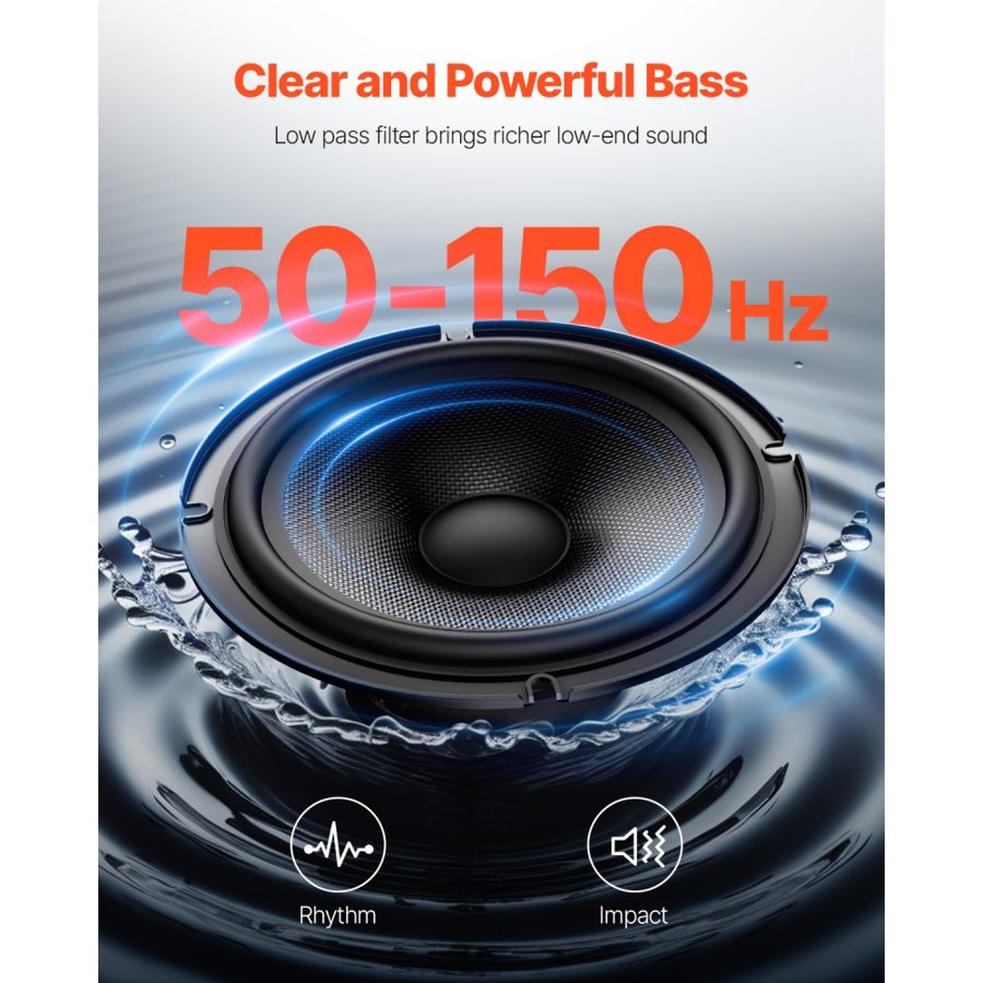VEVOR Slim Powered Subwoofer Car – 10 in, 300W, Under Seat