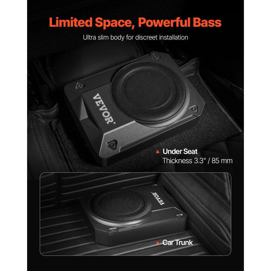 VEVOR 10 Inch Subwoofer Under Seat - 400W Slim Powered Bass
