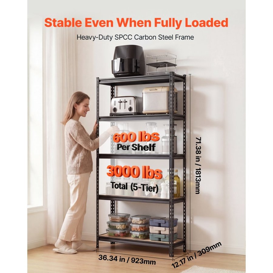 VEVOR 5-Tier Freestanding Storage Shelving Unit – 3000 lbs