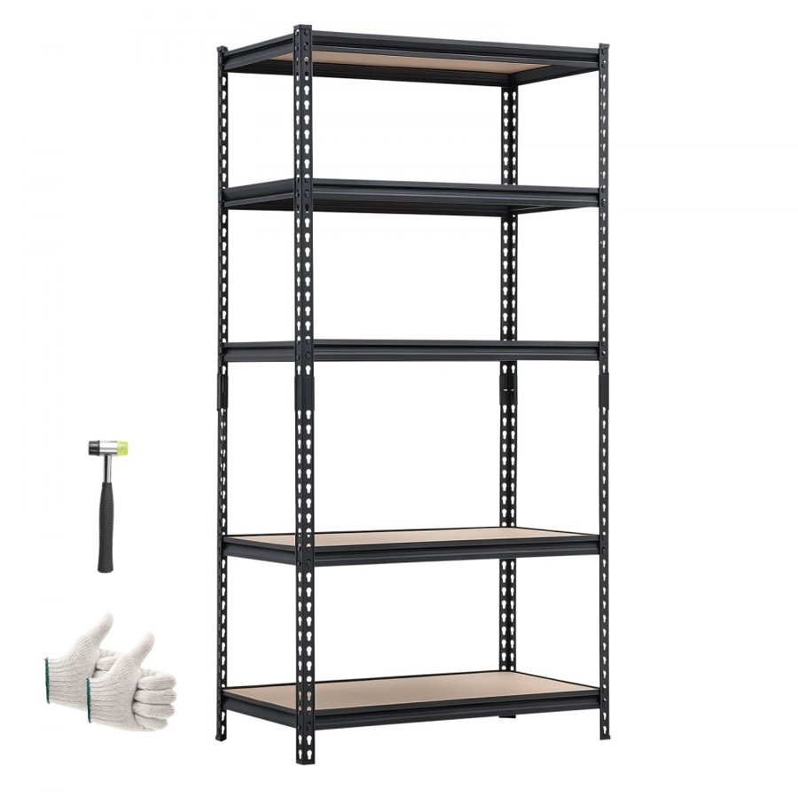VEVOR Storage Shelves, 5-Tier Adjustable, 907.2 kg Capacity, Heavy Duty Garage Storage Shelving Unit, Metal Utility Rack Shelf, for Garage Warehouse Basement Kitchen, 923 mm W x 415 mm D x 1813 mm H