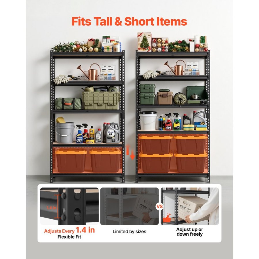 VEVOR 5 Tier Heavy Duty Shelving – 1134 kg, 1025×517×1813 mm