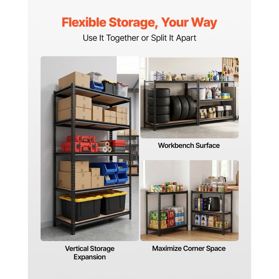 VEVOR 5 Tier Heavy Duty Shelving – 1134 kg, 1025×517×1813 mm