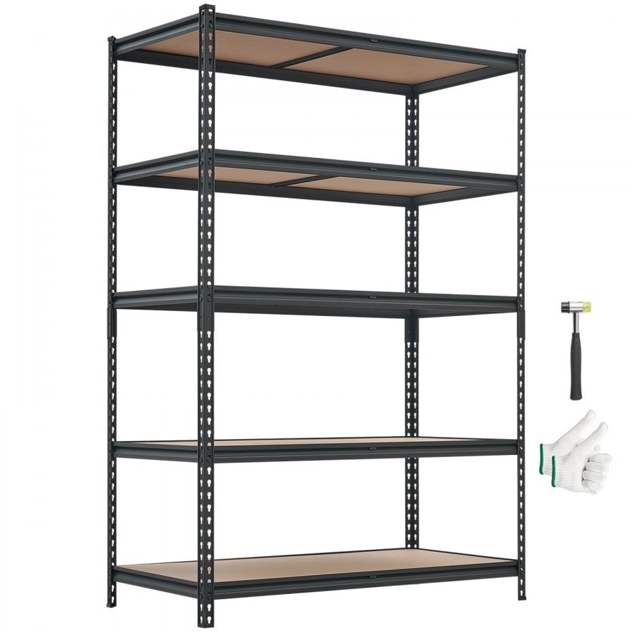 VEVOR Storage Shelves, 5-Tier Adjustable, 3000 lbs Capacity, Heavy Duty Garage Storage Shelving Unit, Metal Utility Rack Shelf, for Garage Workshop Warehouse Basement, 48.35" W x 24.37" D x 71.38" H