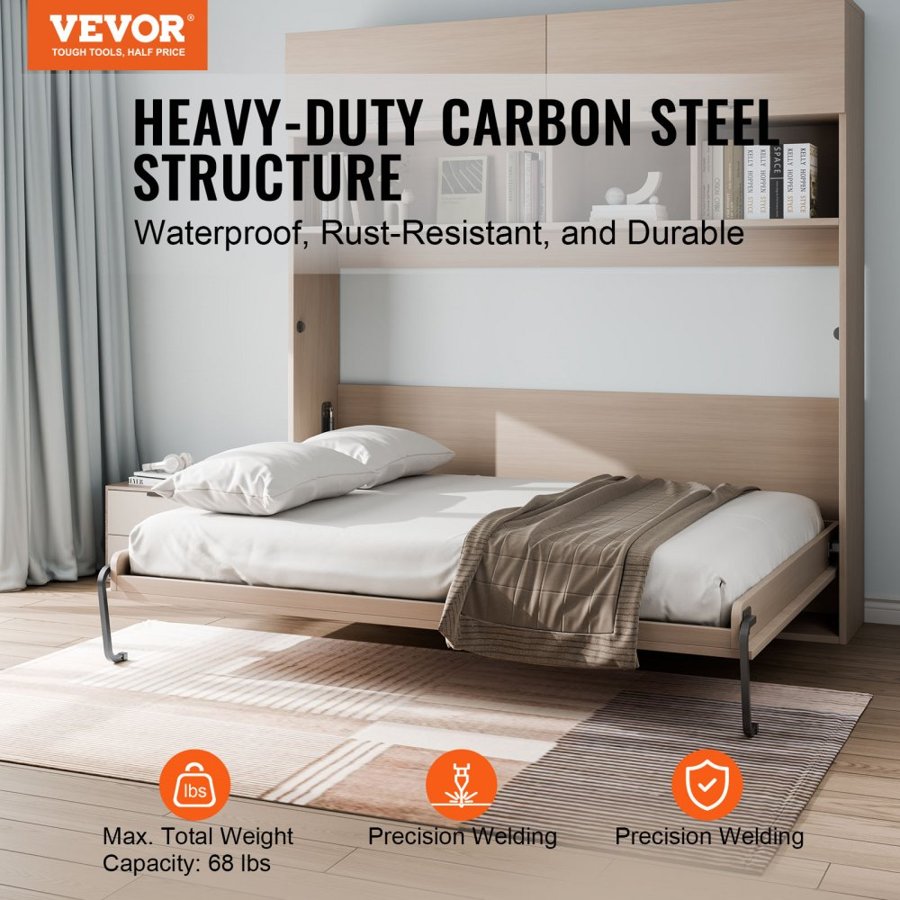 VEVOR Murphy Bed Full Kit – 75 x 54 Inch, 50,000, 6-10 Inch