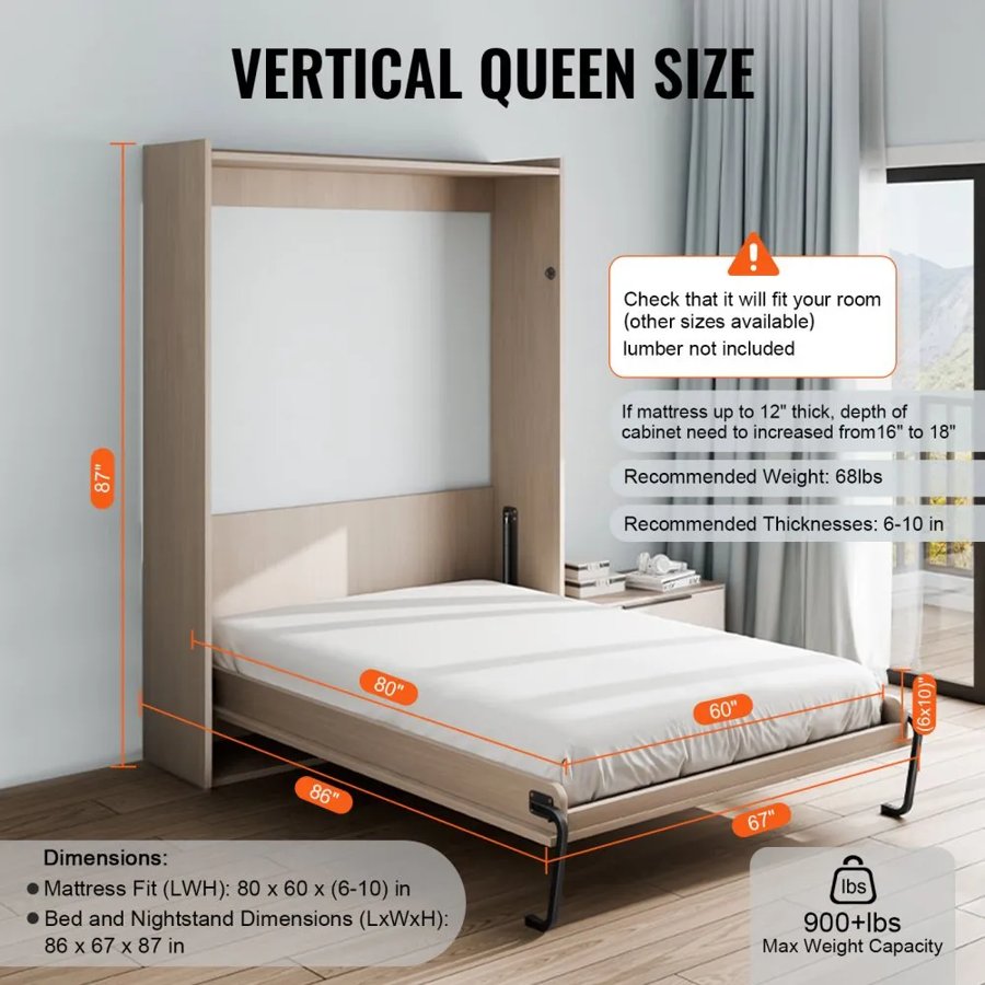 VEVOR Murphy Bed Hardware Kit Queen –  68 lbs Capacity