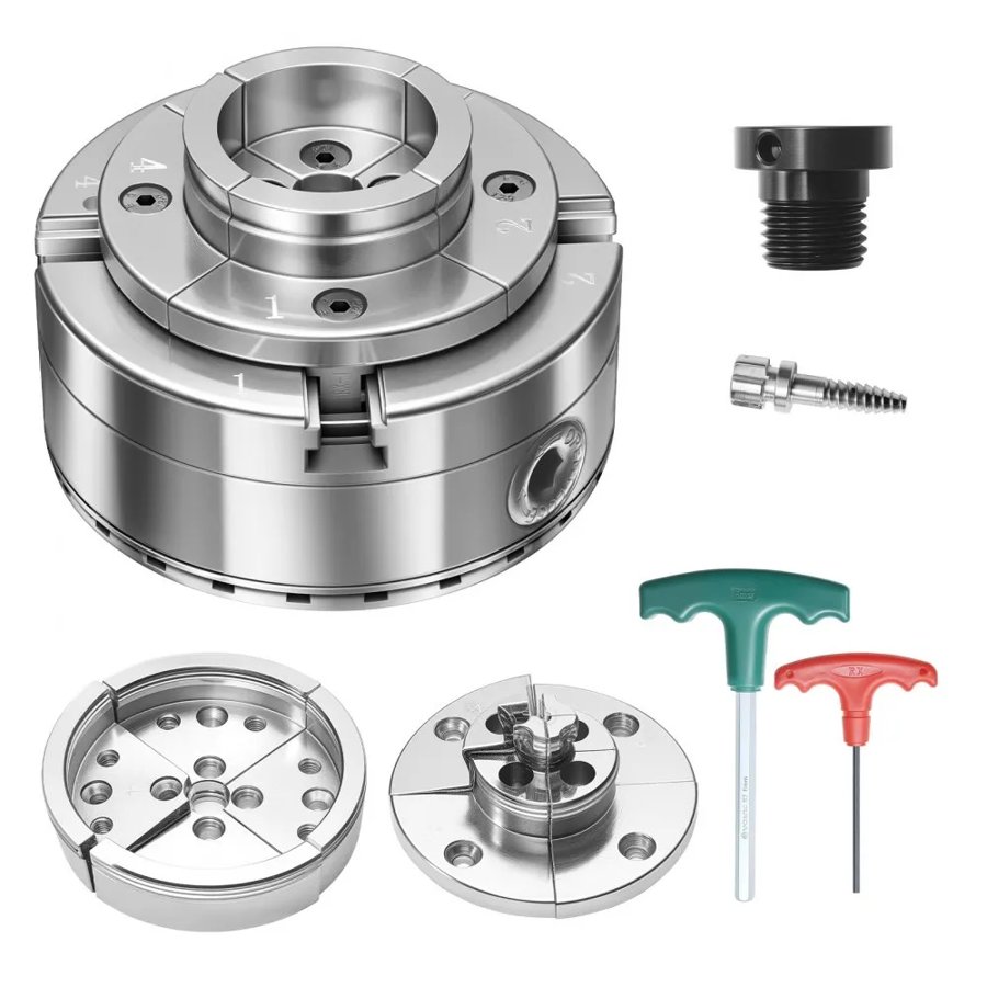 VEVOR 4 Jaw Wood Lathe Chuck – 4", 1×8TPI, Round & Step Jaws