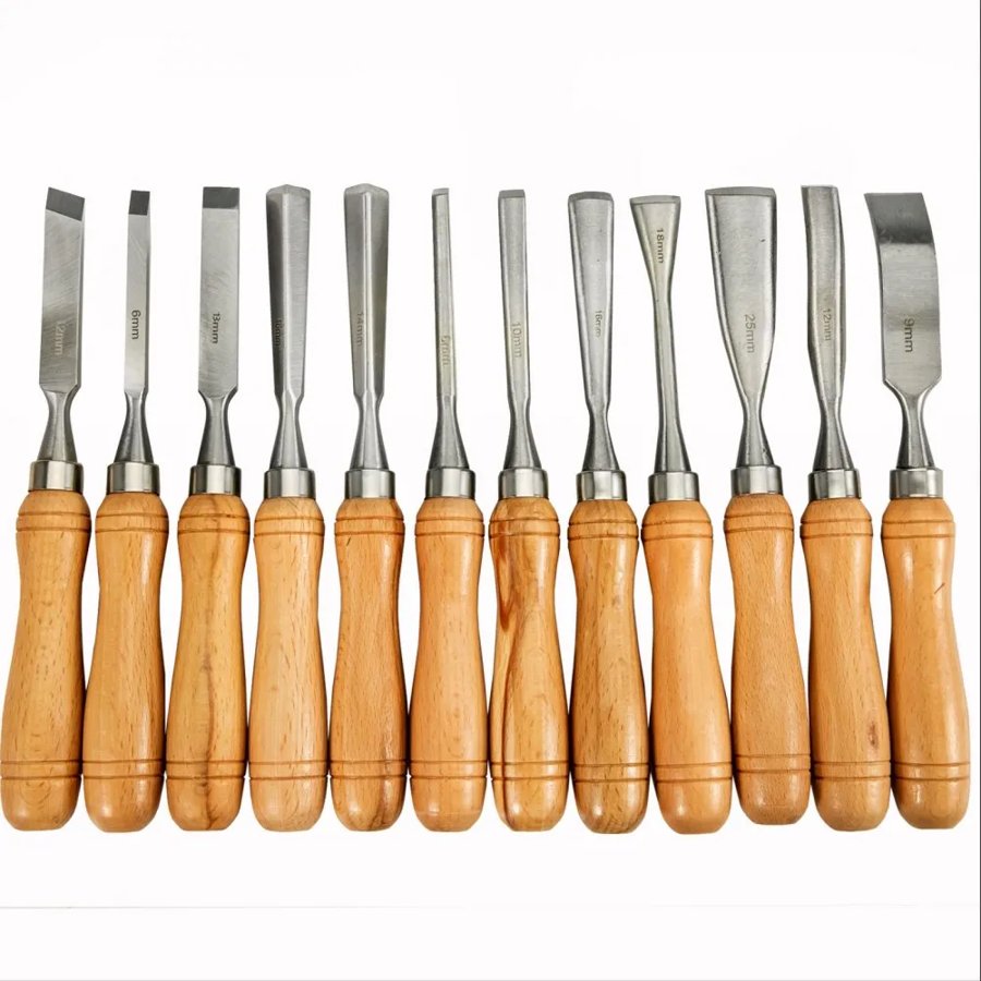 VEVOR Wood Chisel Sets 12pcs Lathe Chisels 3-3/4Inch /95MM Woodworking Chisels 9Inch Wood Lathe Tools Wood Chisels Lathe Tools for Wood Carving Root Carving Furniture Carving Lathes