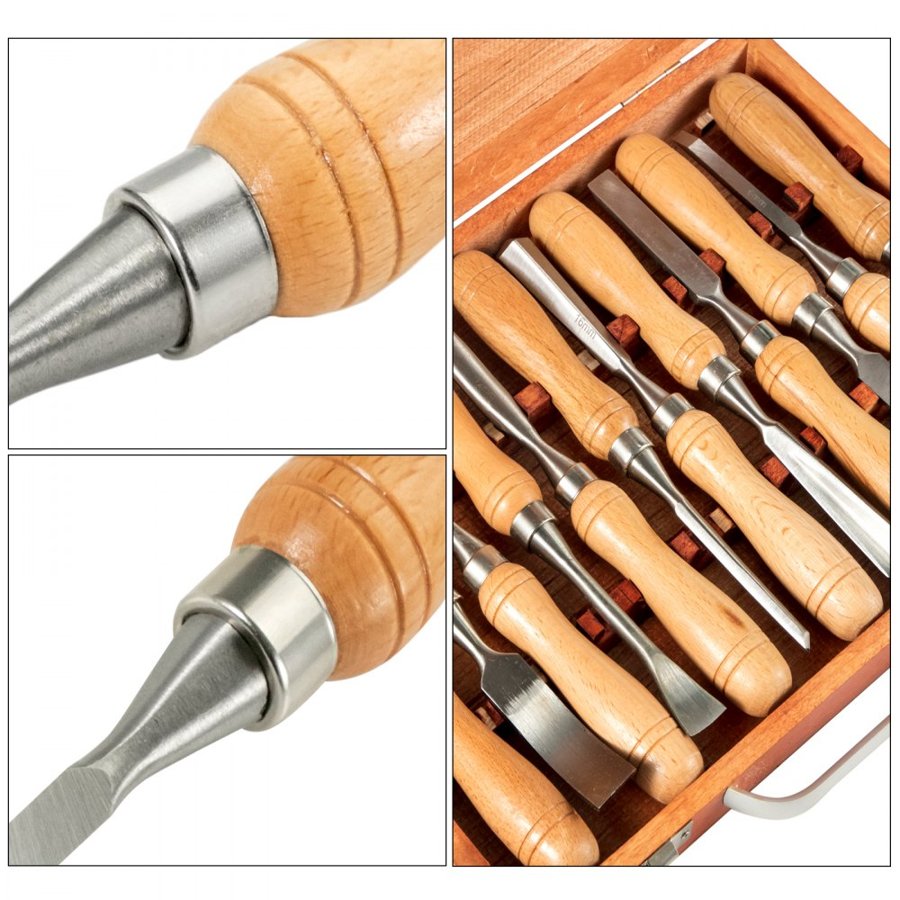 VEVOR Wood Chisel Sets 12pcs Lathe Chisels 3-3/4Inch /95MM Woodworking Chisels 9Inch Wood Lathe Tools Wood Chisels Lathe Tools for Wood Carving Root Carving Furniture Carving Lathes