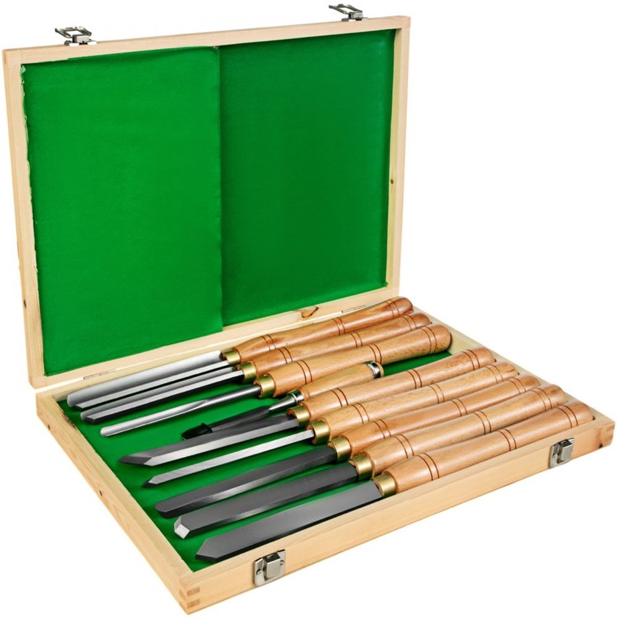 VEVOR Lathe Chisel 8 Piece Wood Lathe Chisel Cutting Carving HSS Steel Blades Wood Turning Tools Lathe Chisel Set for Storage for Wood Turning Hardwood One Free Chisel