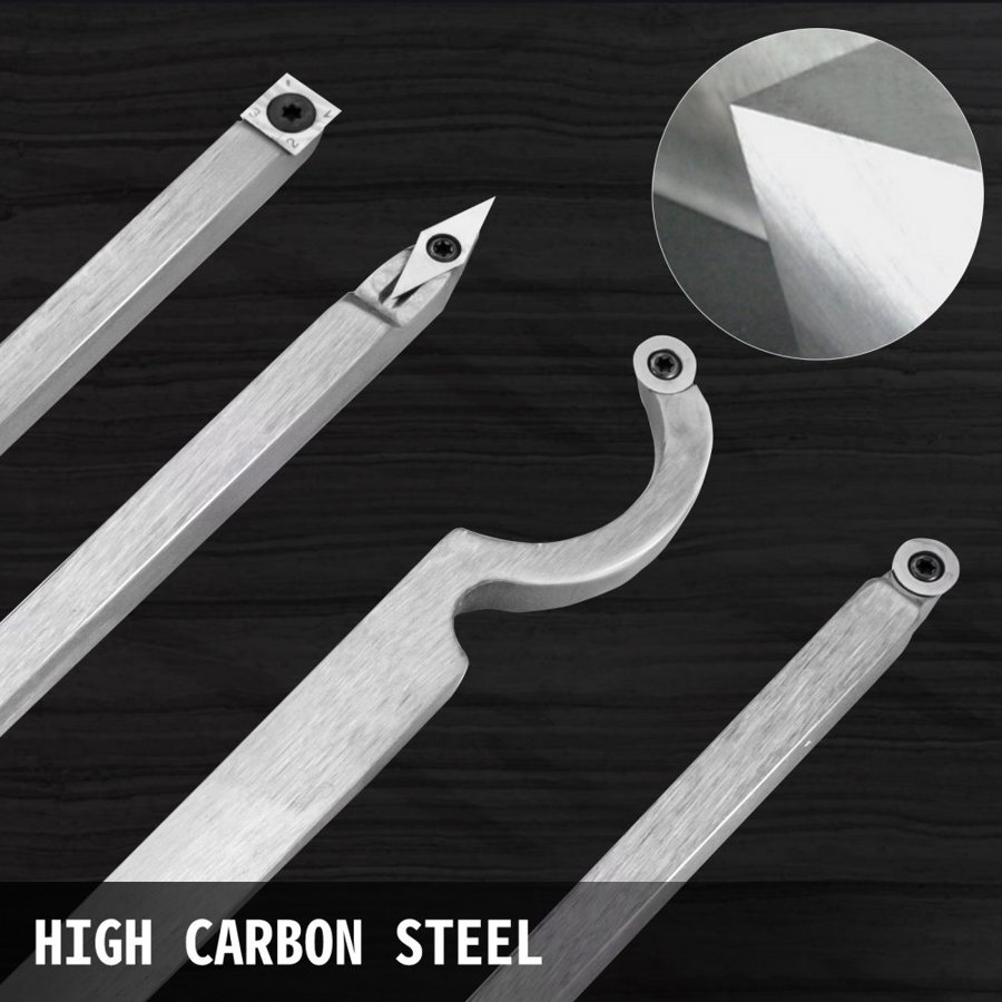 VEVOR Wood Turning Tools for Lathe 4 PCS Set, Carbide Lathe Tools with Diamond Shape, Round, Square Cutters, Turning Lathe Chisels with Comfortable Grip Handles Lathe Tools for Craft DIY Hobbyists