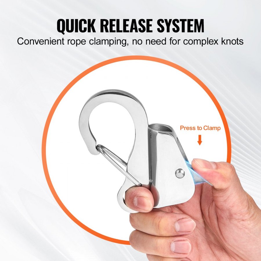 VEVOR Boat Anchor Hook, 304 Stainless Steel Slide Anchor, Knotless Anchor System with Quick Release, Boat Anchor Hook Clips for 3/8" - 5/8" Boat Anchor Rope, Easy to Use, Holds 3700 LBS