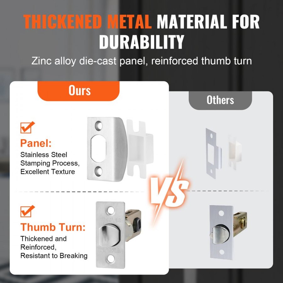 VEVOR Front Door Handle, Square Entry Handle Set with Lever, No Lock, Adjustable Hole Space, Zinc Alloy Die-Casting, Reversible for Right and Left Handed Entrance and Front Doors, Satin Nickel