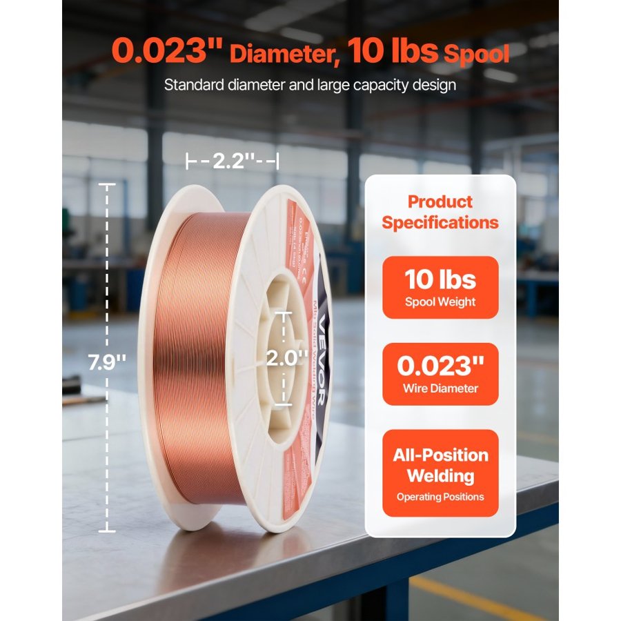 VEVOR Solid MIG Welding Wire – ER70S-6, 0.6mm, 4.5kg, 490MPa