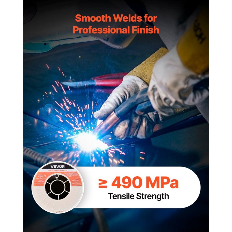 VEVOR Solid MIG Welding Wire – ER70S-6, 0.6mm, 4.5kg, 490MPa