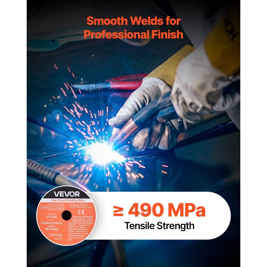 VEVOR MIG pulvera serdes metināšanas stieple E71T-GS, 0,8 mm, 3×0,9 kg