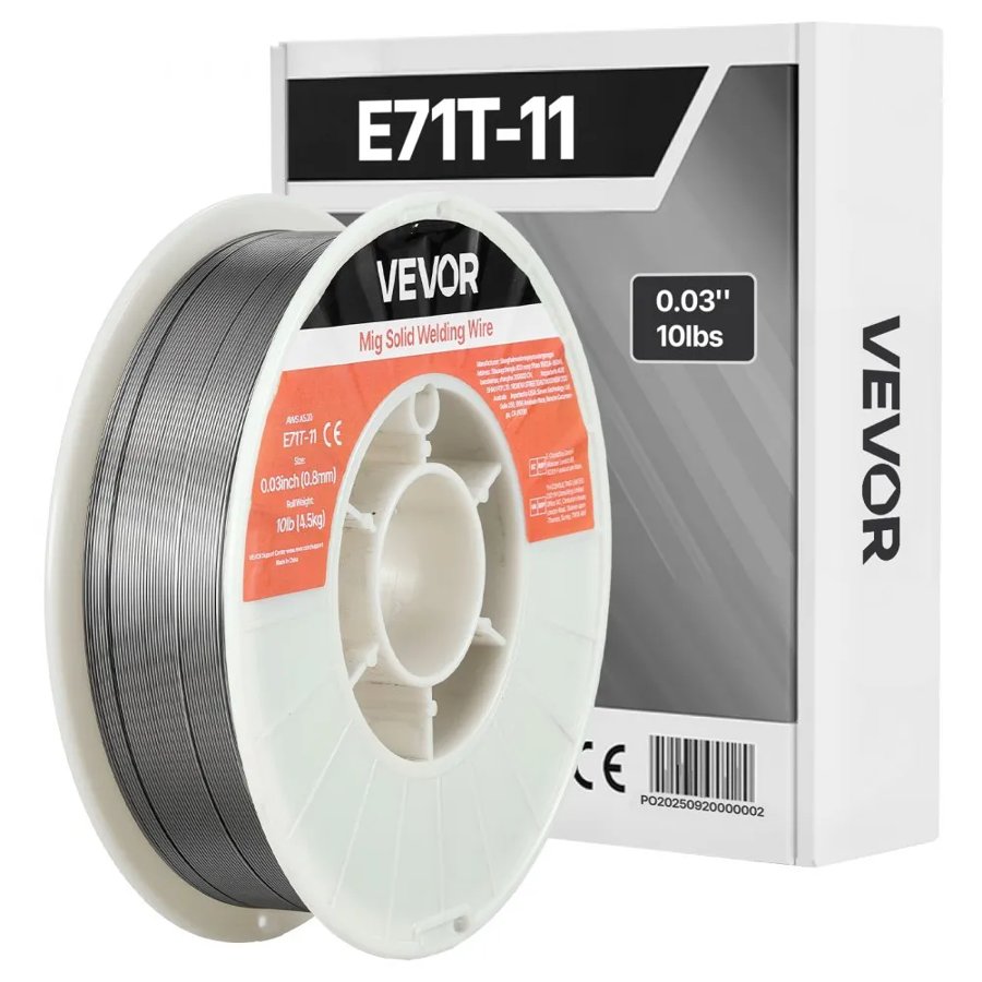 VEVOR Flux Core MIG Welding Wire, E71T-11 0.8mm 4.5kg, Gasless Mild Steel Welding Wire with Low Spatter for All Position Arc Welding, Self-Shielded for Outdoor Use