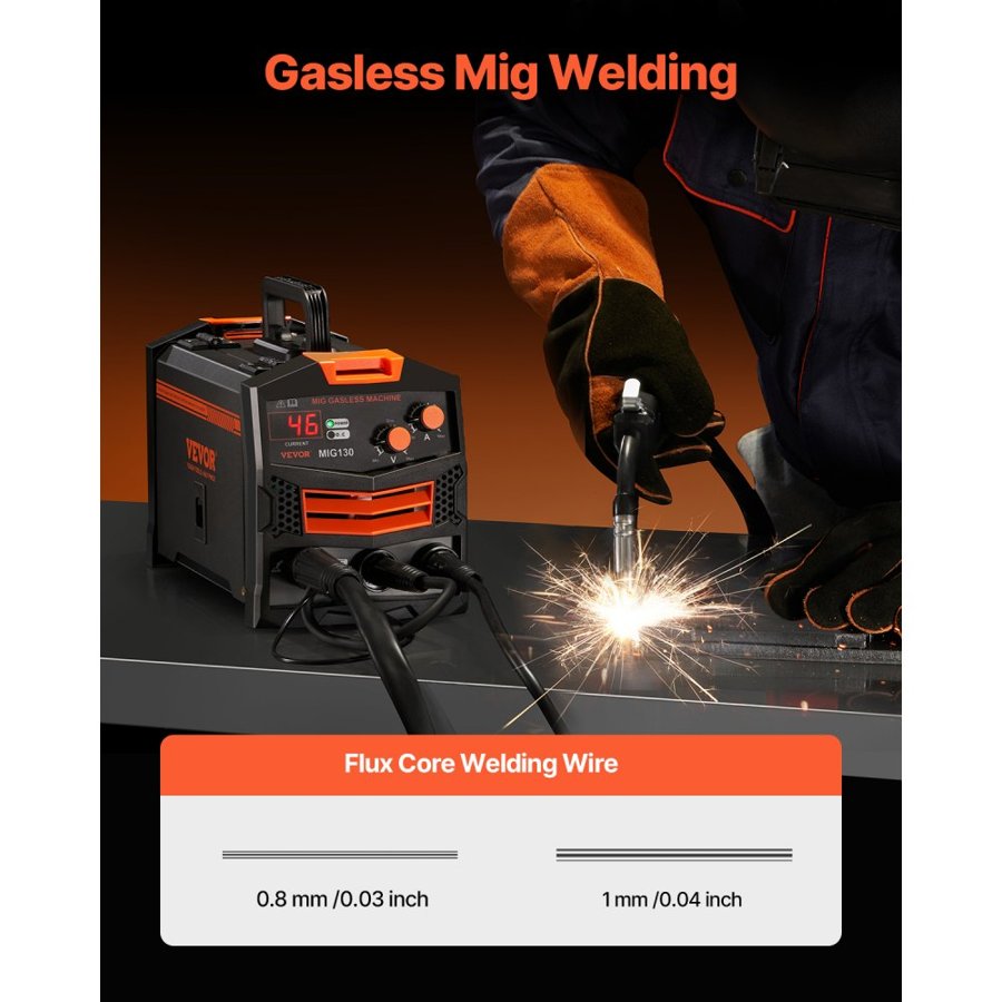 VEVOR Gasless Flux Core Welding Machine – 130A IGBT