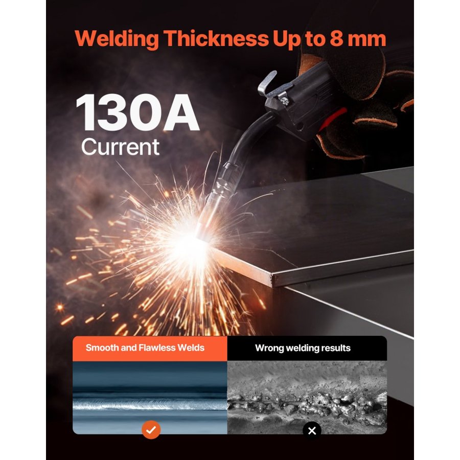 VEVOR Gasless Flux Core Welding Machine – 130A IGBT