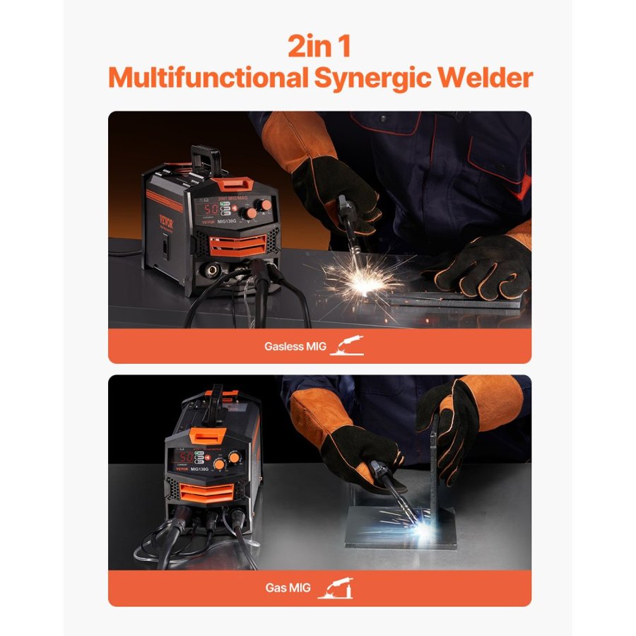 VEVOR 2 in 1 MIG Welder – 130A IGBT, 8mm Thickness