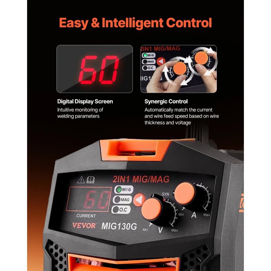 VEVOR 2 in 1 MIG Welder – 130A IGBT, 8mm Thickness