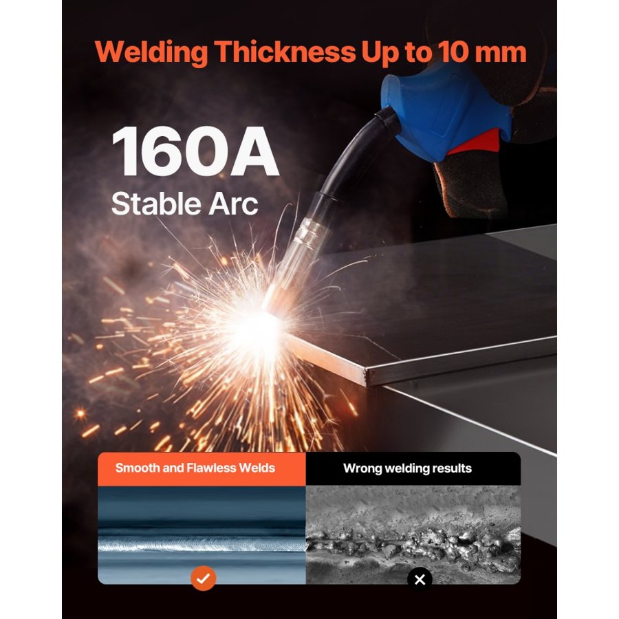 VEVOR 4 in 1 Welder – 160A MIG/Stick/TIG/Flux Core