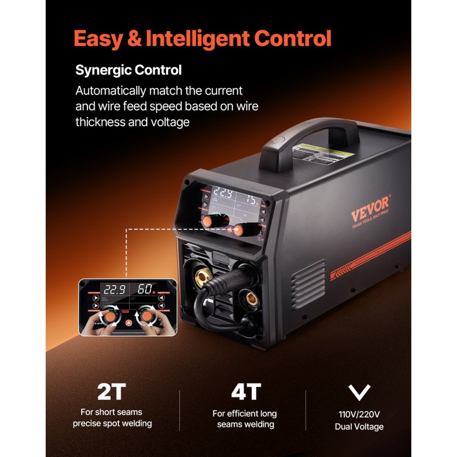 VEVOR 250 Amp MIG Welder - 5-in-1 Pulse, IGBT Inverter