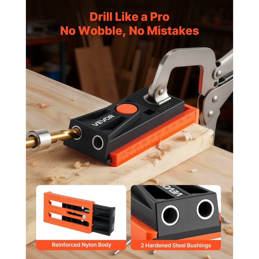 VEVOR Portable Pocket Hole Jig Kit – 1/2 to 1-1/2 Inch
