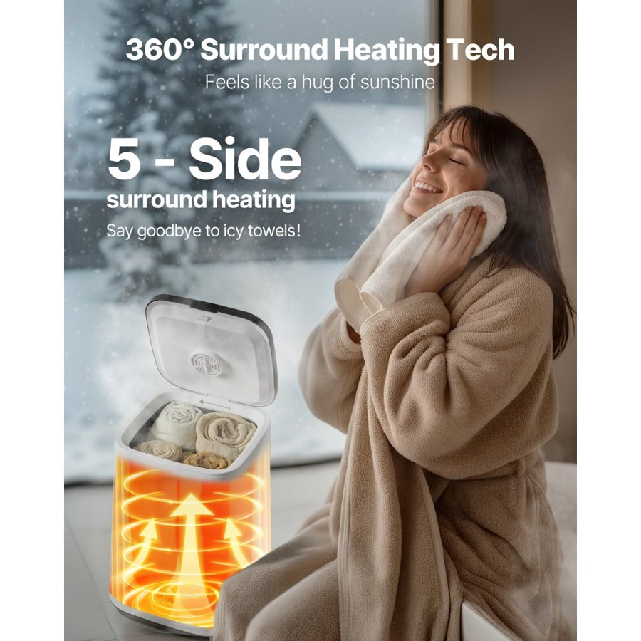 VEVOR Towel Warmers for Bathroom, Towel Warmer Bucket with Child Lock & High-Temp Indicator & 24H Delay Timer & Auto Shut Off Fits up to 4 Oversized Bath Towels, Blankets, Clothes, Bathrobes and More