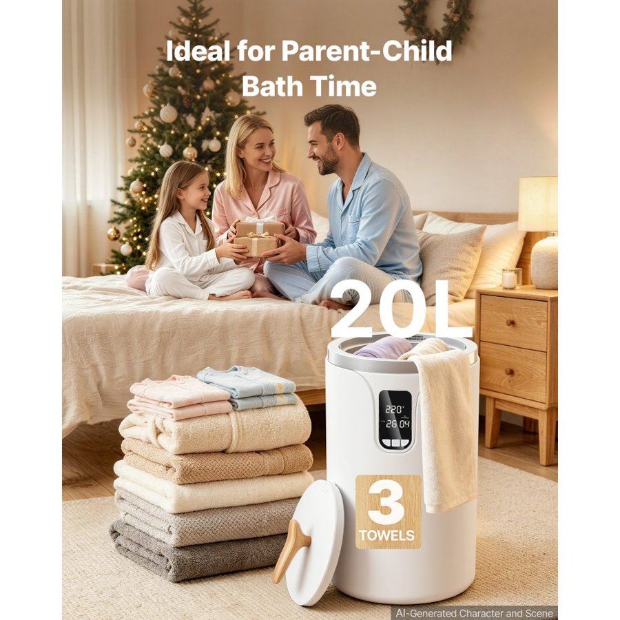 VEVOR Towel Warmers for Bathroom, Towel Warmer Bucket with 24H Delay Timer & Child Lock & Auto Shut Off for Spa Fits up to 3 Oversized Bath Towels, Blankets, Clothes, Bathrobes, PJ's and More