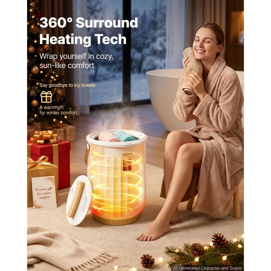 VEVOR 20L Towel Warming Bucket – LED Display, 4 Timers