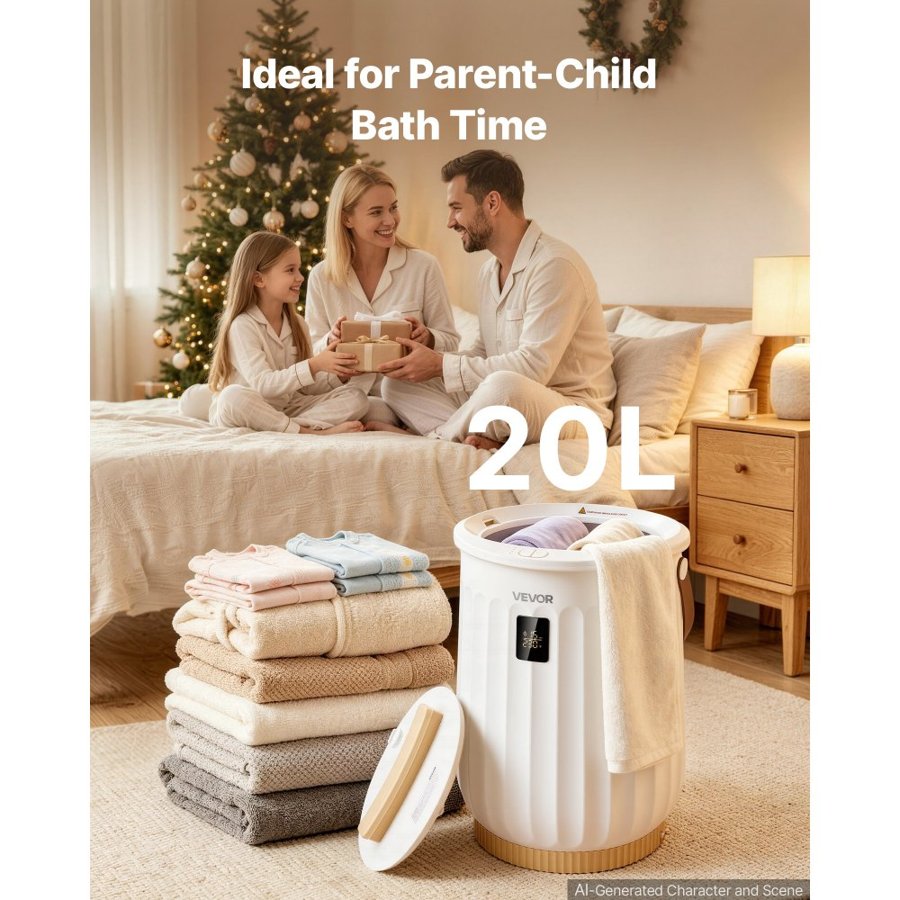 VEVOR 20L Towel Warming Bucket – LED Display, 4 Timers