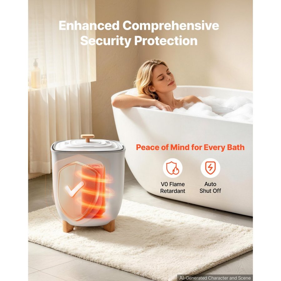 VEVOR Towel Warmers for Bathroom, 25 L Towel Warmer Bucket with Auto Shut Off for Spa Fits up to 5 Oversized Bath Towels, Blankets, Clothes, Bathrobes, PJ's and More