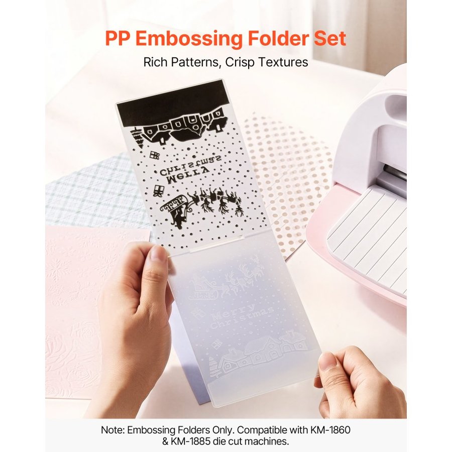 VEVOR Embossing Folders, 15 Pieces, 105 x 148 mm, Background Embossed Plates for VEVOR Die Cutting and Embossing Machine, PP Plastic Embossed Stencil Template for Scrapbooking and Card Making