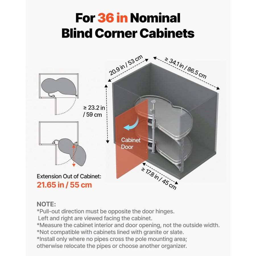 VEVOR blind corner cabinet organizer​ — Smooth Soft Close