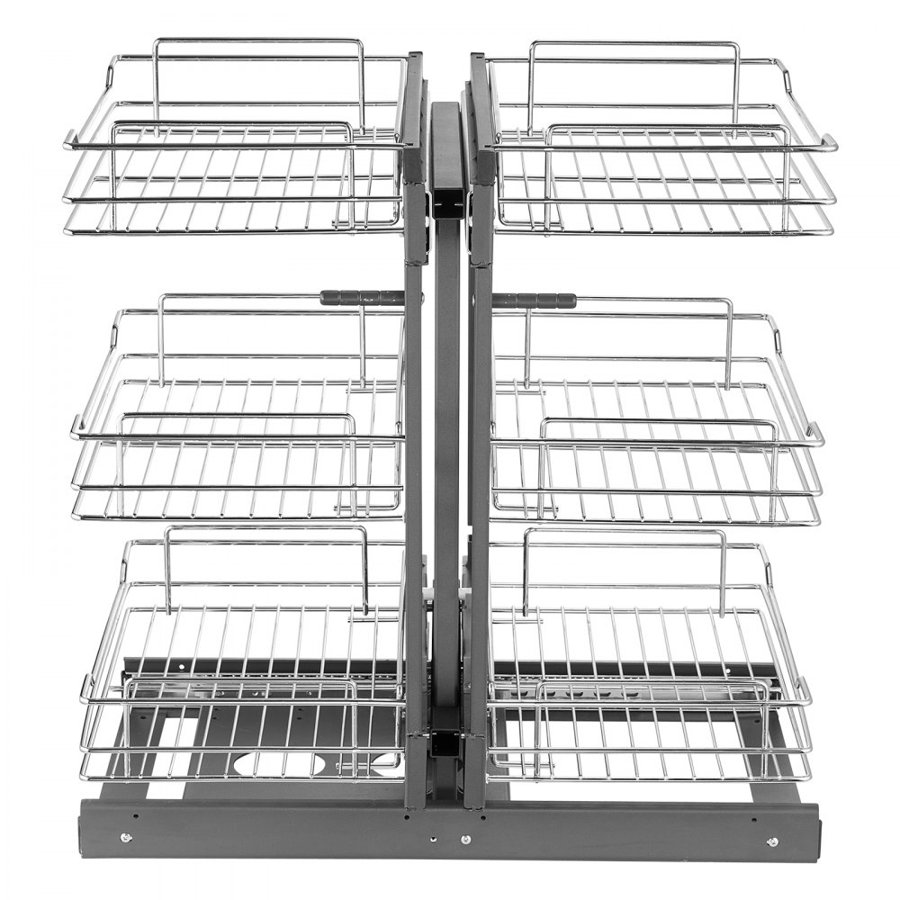 VEVOR Min 15"W Opening Blind Corner Pull Out Organizer, 3 Tier 6 Shelf Kitchen Cabinet Organizer, Chrome Carbon Steel Storage Basket, Slide Out Storage Organizer, Left & Right Open Compatible