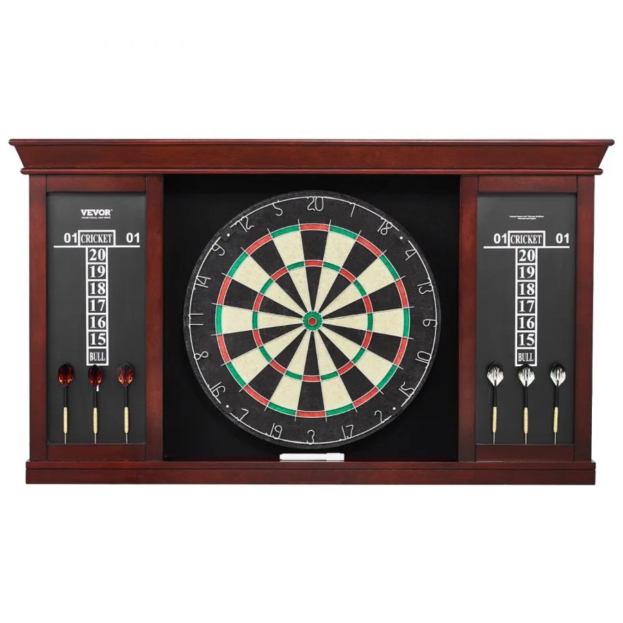 VEVOR Dartboard and Cabinet Set, Ready-to-Play Bundle Official Size Dartboard Cabinet Set, Steel Tip Dart Cabinet, Features Easy Assembly, Complete with All Accessories, Perfect for Cricket Games