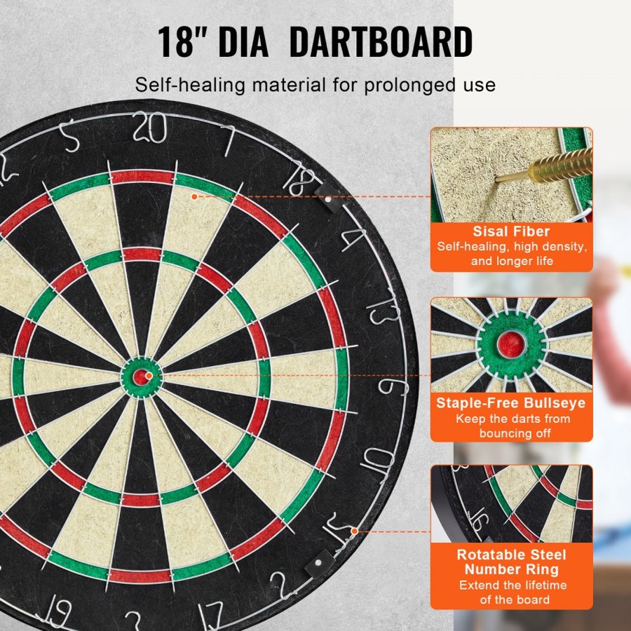 VEVOR Dartboard and Cabinet Set, Ready-to-Play Bundle Official Size Dartboard Cabinet Set, Steel Tip Dart Cabinet, Features Easy Assembly, Complete with All Accessories, Perfect for Cricket Games