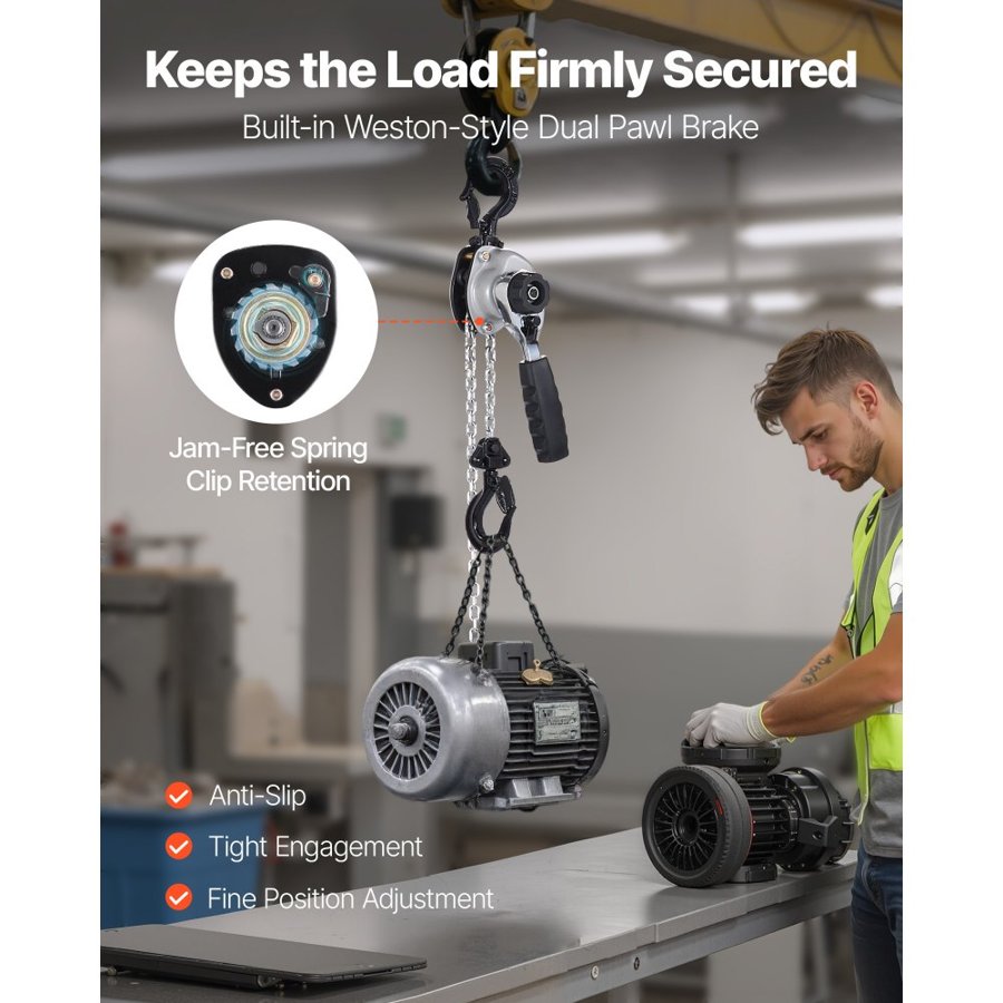 VEVOR 1/2 Ton Manual Chain Hoist –  20 FT Lift, 360°, G80