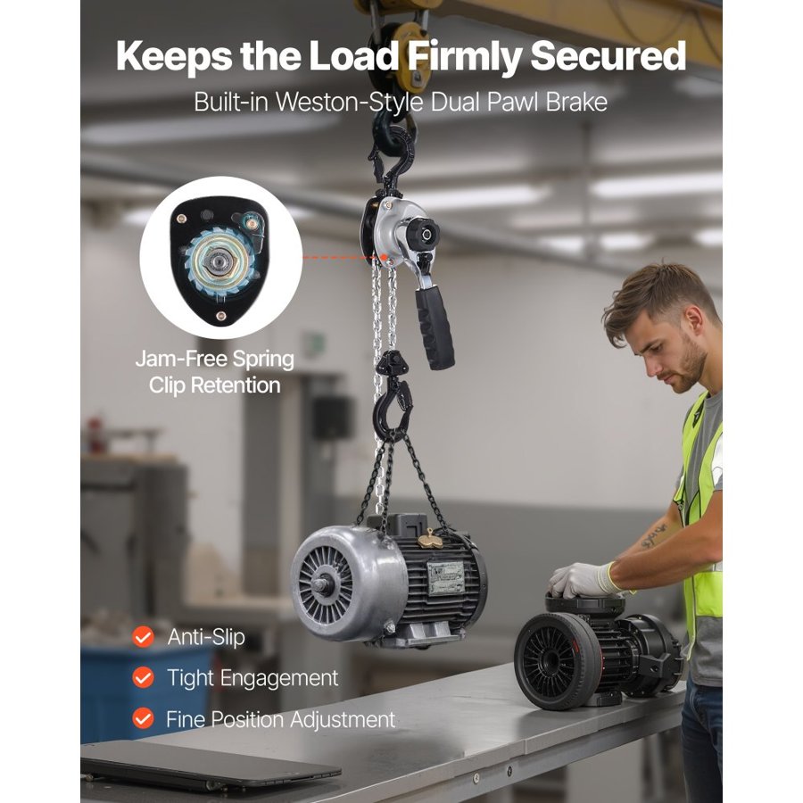 VEVOR 1/2 Ton Lever Chain Hoist – 1100 Lbs, 5 Ft Lift