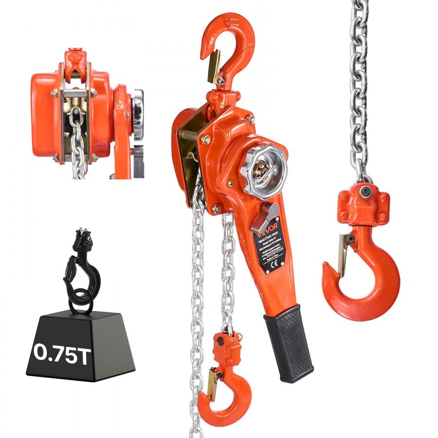 VEVOR Manual Lever Chain Hoist – 3/4T, 10 FT G80 Chain