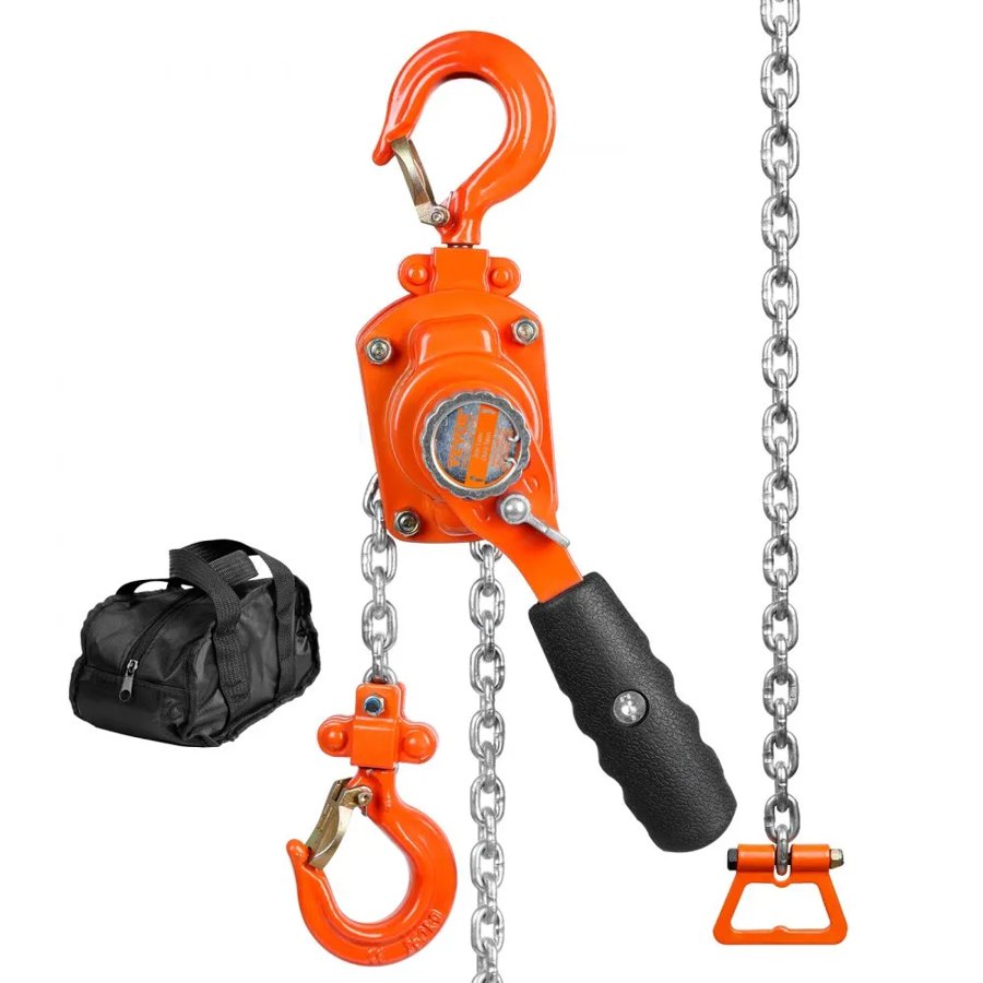 VEVOR Manual Lever Chain Hoist, 1/4 Ton 250 kg Capacity 3.05m Come Along, G80 Galvanized Carbon Steel with Weston Double-Pawl Brake, Auto Chain Leading & 360° Rotation Hook, for Garage Factory Dock
