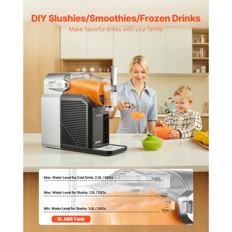 VEVOR Single Serve Slushie Machine – 2L, 6 Presets, No Ice
