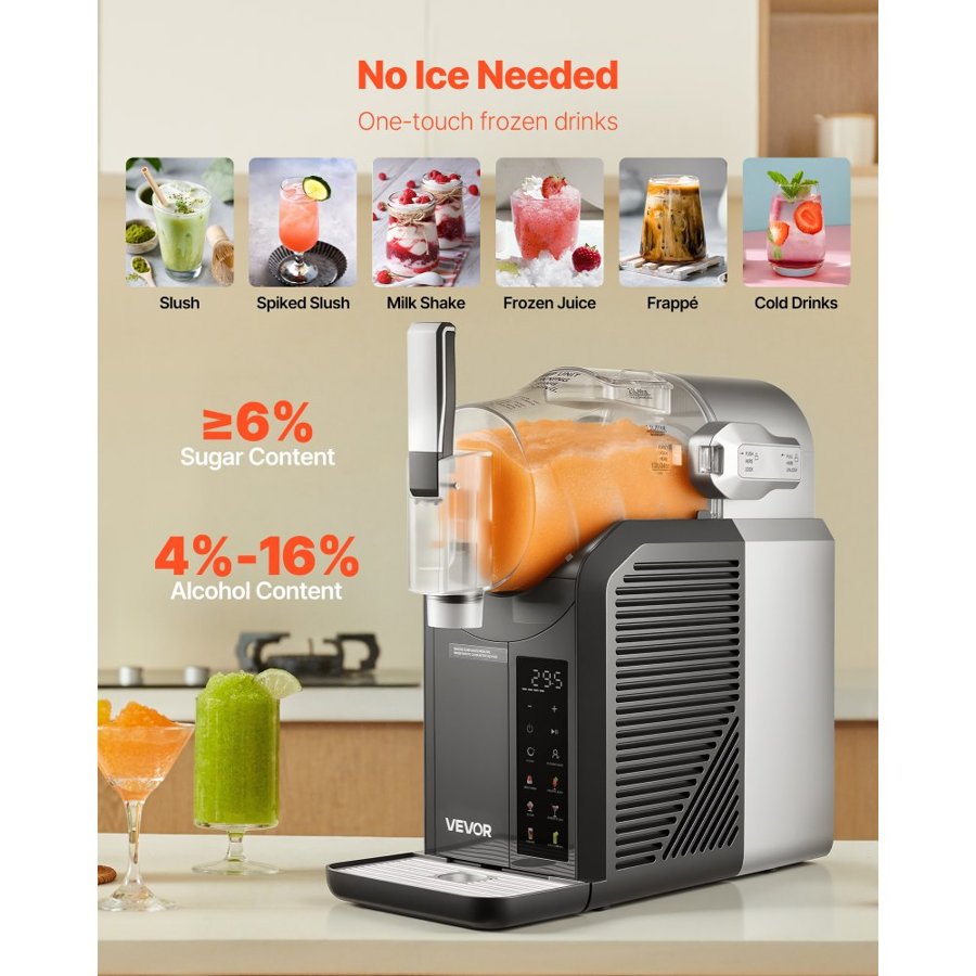 VEVOR Single Serve Slushie Machine – 2L, 6 Presets, No Ice