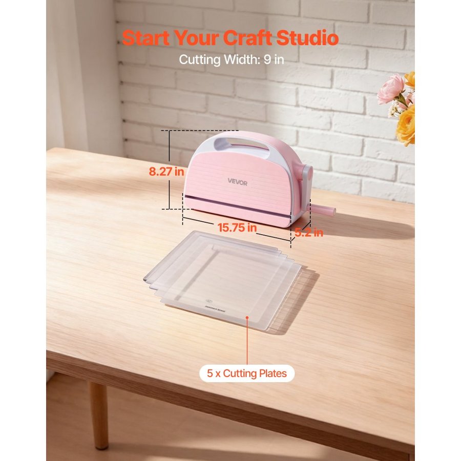 VEVOR Manual Die Cutting and Embossing Machine, 229mm Opening, Portable Die Cut Machine with Cutting Plates, Ergonomic Handle, Easy to Store, for Arts and Crafts, Scrapbooking, Card Making, Crafting